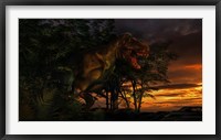 Framed Tyranosaurus Rex in a Forest