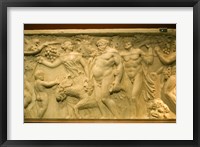 Framed Roman sarcophagus, Museo de la Cultura del Vino, Briones Village, La Rioja, Spain