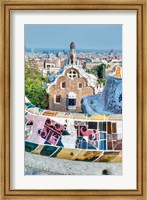 Framed Spain, Catalonia, Barcelona, Park Guell Terrace