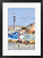 Framed Spain, Catalonia, Barcelona, Park Guell Terrace