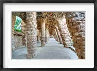 Framed Park Guell Colonnaded Footpath, Barcelona, Spain