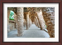 Framed Park Guell Colonnaded Footpath, Barcelona, Spain