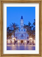 Framed City Hall (Ayuntamiento) at Dawn, Valencia, Spain