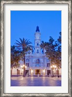 Framed City Hall (Ayuntamiento) at Dawn, Valencia, Spain