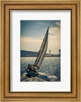 Framed Spain, Barcelona Sailboat on the Balearic Sea just off the Coast