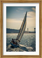 Framed Spain, Barcelona Sailboat on the Balearic Sea just off the Coast