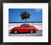Framed Porsche 356 on the beach, Altea, Alicante, Costa Blanca, Spain