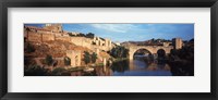 Framed Puente De San Martin Bridge over the Tagus River, Toledo, Spain