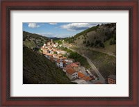 Framed Ortigosa village, Sierra de Camero Nuevo Mountains, La Rioja, Spain