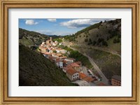 Framed Ortigosa village, Sierra de Camero Nuevo Mountains, La Rioja, Spain