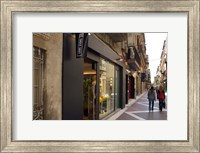 Framed Shopping street in Village of Vilanova i la Geltru, Catalonia, Spain