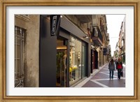 Framed Shopping street in Village of Vilanova i la Geltru, Catalonia, Spain