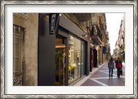 Framed Shopping street in Village of Vilanova i la Geltru, Catalonia, Spain