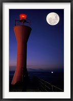 Framed Spain, Teneriffe, Santa Cruz, Lighthouse, full moon