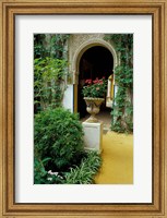 Framed Planter and Arched Entrance to Garden in Casa de Pilatos Palace, Sevilla, Spain