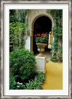 Framed Planter and Arched Entrance to Garden in Casa de Pilatos Palace, Sevilla, Spain