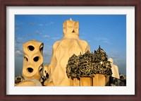 Framed Antonio Gaudi's La Pedrera, Casa Mila, Barcelona, Spain
