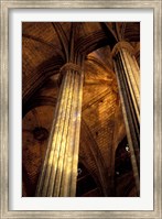 Framed Columns and Ceiling of St Eulalia Cathedral, Barcelona, Spain