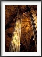 Framed Columns and Ceiling of St Eulalia Cathedral, Barcelona, Spain