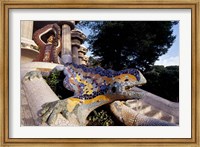Framed Lizard Mosaic in Parc Guell, Barcelona, Spain