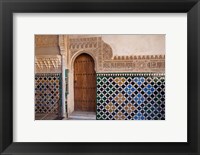 Framed Spain, Andalusia, Alhambra Ornate door and tile of Nazrid Palace