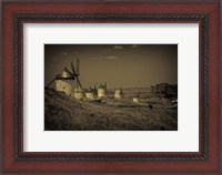 Framed Spain, Toledo Province, Consuegra Antique La Mancha windmills