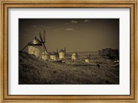 Framed Spain, Toledo Province, Consuegra Antique La Mancha windmills