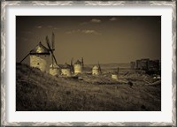 Framed Spain, Toledo Province, Consuegra Antique La Mancha windmills