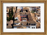Framed Rooftops of the town of Granada seen from the Alhambra, Spain
