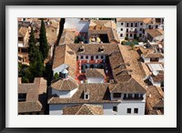 Framed Rooftops of the town of Granada seen from the Alhambra, Spain