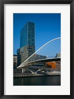 Framed Spain, Bilbao, Zubizuri Bridge over Rio de Bilbao