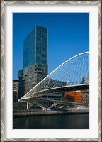 Framed Spain, Bilbao, Zubizuri Bridge over Rio de Bilbao