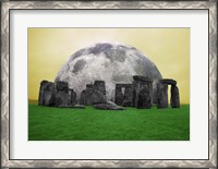 Framed Full Moon over Stonehenge, England