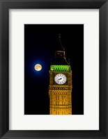 Framed London, Big Ben Clock tower, the moon