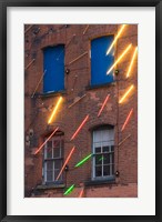 Framed Warehouse Decorated with Neon Art, Southbank, London, England