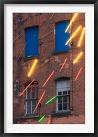 Framed Warehouse Decorated with Neon Art, Southbank, London, England