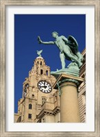 Framed Liver Building and Statue, Liverpool, Merseyside, England