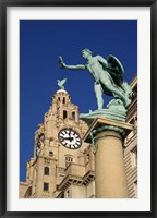 Framed Liver Building and Statue, Liverpool, Merseyside, England