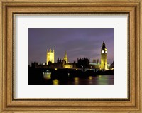 Framed Big Ben and the Houses of Parliament at Night, London, England