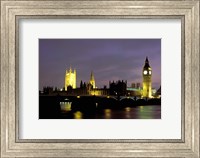 Framed Big Ben and the Houses of Parliament at Night, London, England