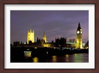 Framed Big Ben and the Houses of Parliament at Night, London, England