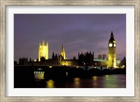 Framed Big Ben and the Houses of Parliament at Night, London, England