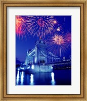 Framed Fireworks over the Tower Bridge, London, Great Britain, UK
