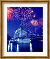 Framed Fireworks over the Tower Bridge, London, Great Britain, UK