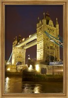 Framed Tower Bridge and River Thames at dusk, London, England, United Kingdom