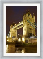 Framed Tower Bridge and River Thames at dusk, London, England, United Kingdom