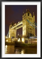 Framed Tower Bridge and River Thames at dusk, London, England, United Kingdom