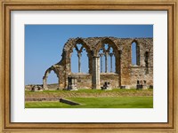 Framed Whitby Abbey ruins (built circa 1220), Whitby, North Yorkshire, England
