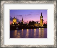 Framed Big Ben, Houses of Parliament and the River Thames at Dusk, London, England