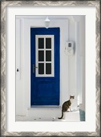 Framed Village Door with Cat, Kokkari, Samos, Aegean Islands, Greece